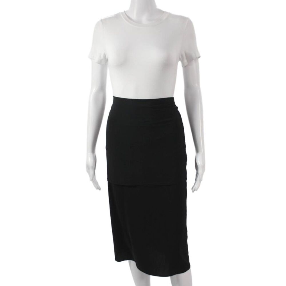 Katayone Adeli Women Black Straight Pencil Skirt Midi Size M
